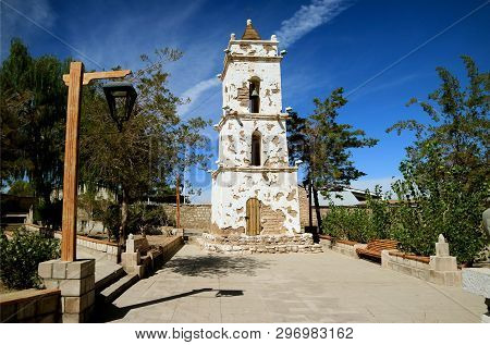 The Bell Tower Of Saint Lucas Church In The Town Of Toconao, Northern Chile, South America