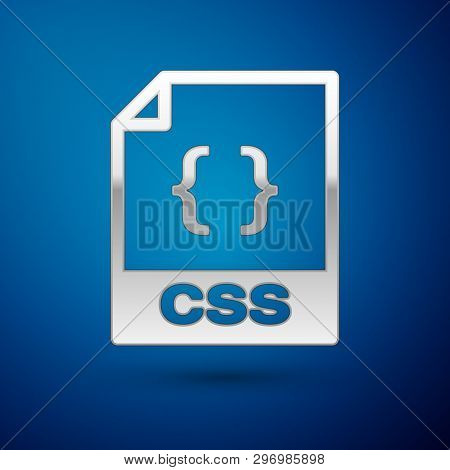Silver Css File Document Icon. Download Css Button Icon Isolated On Blue Background. Css File Symbol