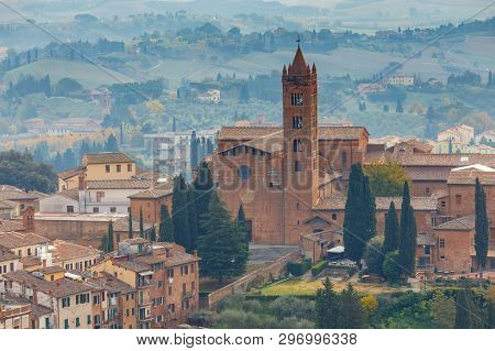 View Of The Basilica Of Santa Maria Dei Servi. Siena. Tuscany. Italy.