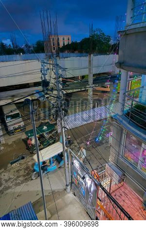 Howrah, West Bengal, India - 28th July 2019 : View Of Howrah City , High Rise Building In Blue Hour,