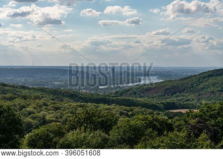 View From The Top Of The Rock Wall Of The Stenzelberg Over Bonn And The Rhine Valley.