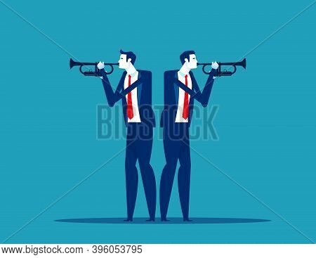 Business Two People Trumpet Player. Musician Stock Illustration
