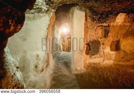 Passage inside of underground city in Cappadocia