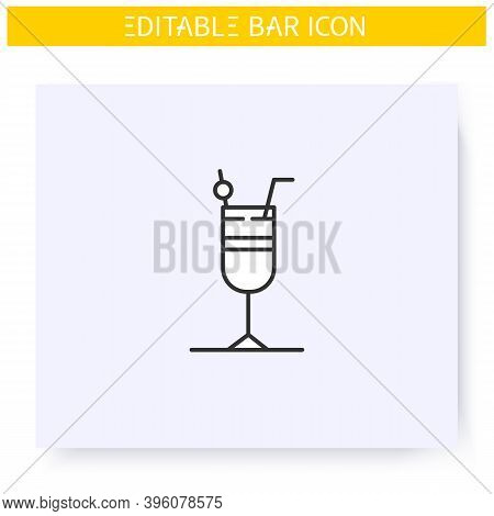 Cocktail Glass Line Icon. Alcohol Stemware. Party Drink. Restaurant, Bar Menu. Summer Long Drink. Co
