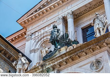 Bronze Sculpture Of Saint Alexander (patron Of The Bergamo City) On The Roman Catholic Bergamo Cathe