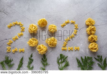 The Figures 2021 From Shells, Bows Are Laid Out From Pasta