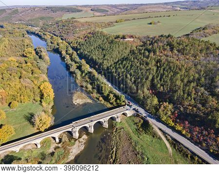 Aerial View Of Nineteenth-century Bridge Over The Yantra River, Known As The Kolyu Ficheto Bridge In