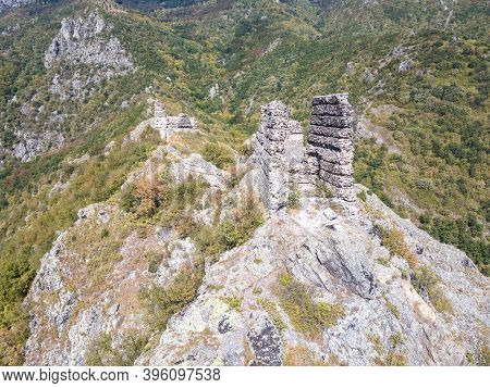 Aerial View Of Ruins Of Anevsko Kale Fortress Near Town Of Sopot, Plovdiv Region, Bulgaria