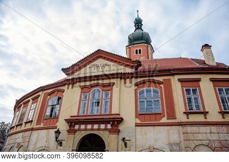 Old Abandoned Ruined Baroque Libechov Castle In Sunny Autumn Day, Romantic Chateau Was Heavily Damag