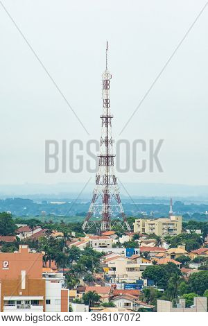 Campo Grande - Ms, Brazil - November 12, 2020: Landscape View Of The Tv Morena Tower, Affiliated To 