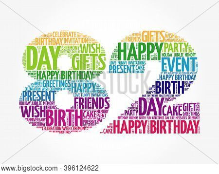 Happy 82nd Birthday Word Cloud, Holiday Concept Background