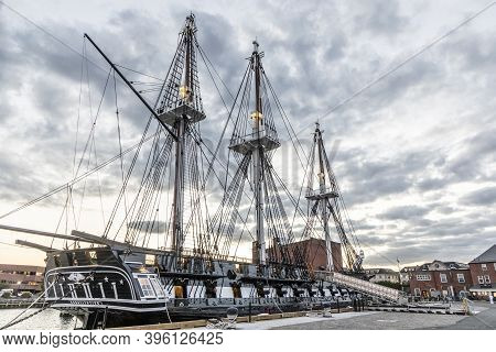 Boston, Usa - September 29, 2017: View To  Old Navy Ship Uss Constitution, Based In Boston And Open 