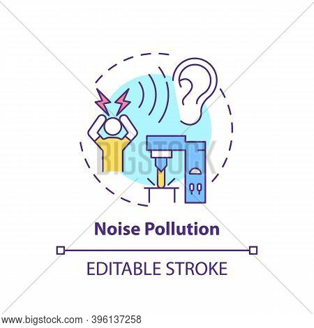 Noise Pollution Concept Icon. Workplace Safety Concerns. Damaging Your Ears While Working. Convinien