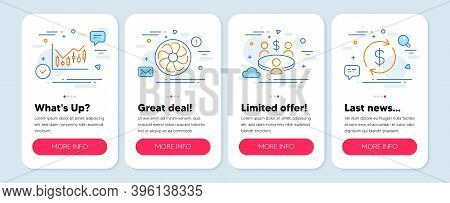 Set Of Finance Icons, Such As Meeting, Financial Diagram, Fan Engine Symbols. Mobile Screen Banners.