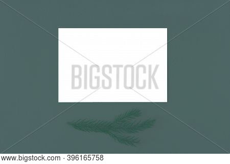 Christmas Card Mock Up. New Year Greetings Letter. Festive Winter Composition With Empty Blank With