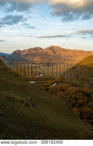 The Altai Mountains. The Landscape Of Nature On The Altai Mountains And In The Gorges Between The Mo