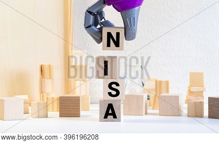 Text Block Of Nisa On White Background.