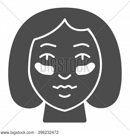Eyes Patches On Girl Face Solid Icon, Makeup Routine Concept, Girl Face With Patches Sign On White B