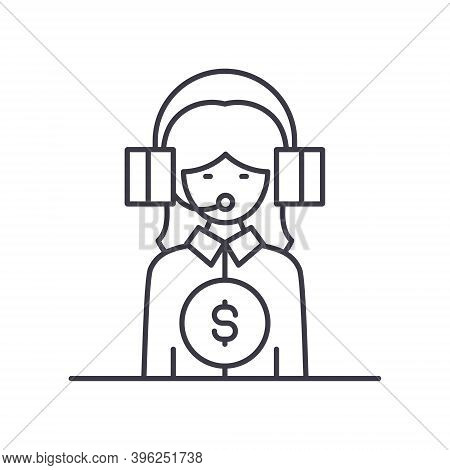 Paid Support Icon, Linear Isolated Illustration, Thin Line Vector, Web Design Sign, Outline Concept 