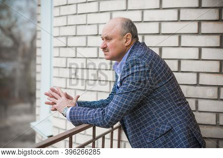Senior Man In Grief And Sorrow. The Concept Of A Depressed Older Man, The Non-acceptance Of Oneself 