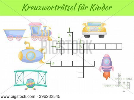 Kreuzworträtsel Für Kinder - Crossword For Kids. Crossword Game With Pictures. Kids Game And Activit