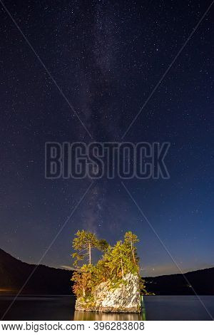 Lake Towada with milky way , Towada Hachimantai National Park Aomori, Japan