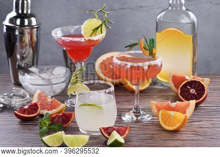 Drinks And Cocktails With Tequila-based Different Citrus Fruits