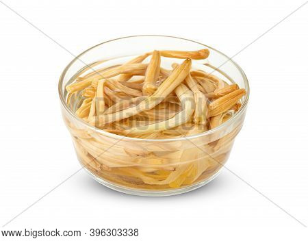 Day Lily Or Hemerocallis Lilioasphodelus In Bowl Isolated On White Background ,include Clipping Path