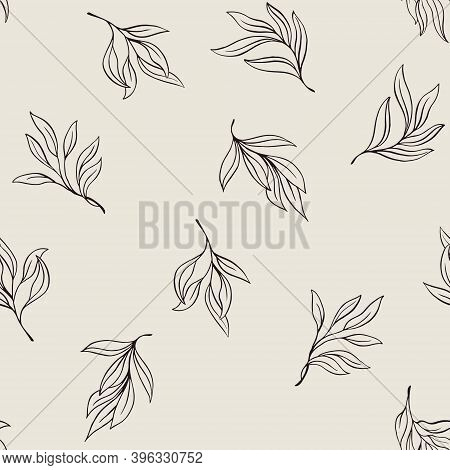 Seamless pattern Vintage Branches With Leaves. Decorative Elements for Decoration
