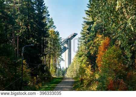 View Of Ski Jump Towers In Lahti, Finland