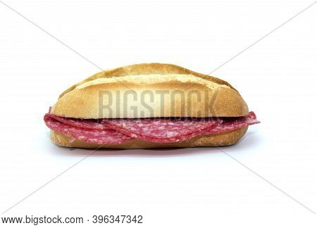 Salami Sandwich Typical Italian Spiced Sausage On Spanish Pitufo Bread Mollete