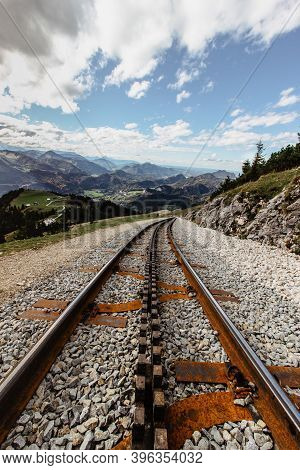 Schafbergbahn Cog Railway Running From St. Wolfgang Up The Schafberg, Austria.journey To The Top Of 