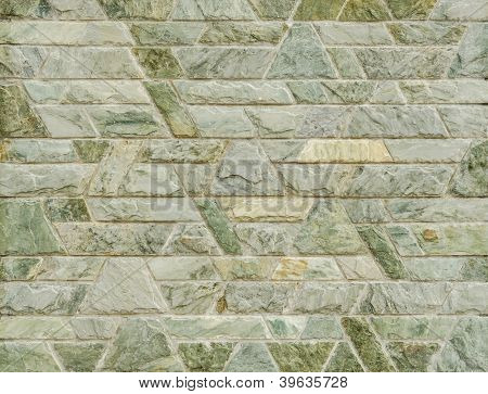 Pattern Of Green Slate Stone Wall Surface