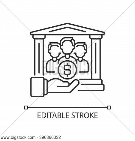 Institutional Donor Linear Icon. Government Organizations That Give Grants To Companies. Thin Line C