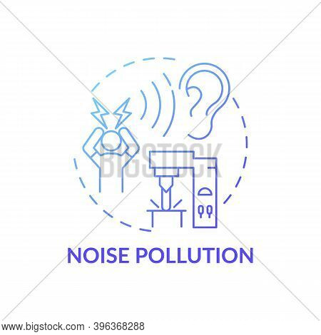 Noise Pollution Concept Icon. Workplace Safety Concerns. Damaging Your Hearing Organs While Working.