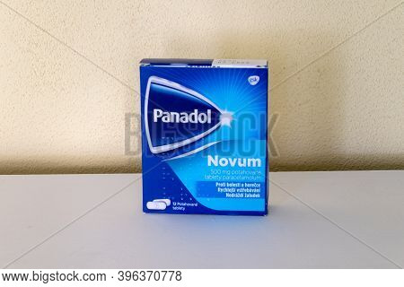 Prague, Czech Republic - July 10, 2020: Box Of Panadol Novum Painkiller.