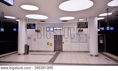 Warsaw, Poland. 24 November 2020. Second Line Of Warsaw Subway System. Warsaw Metro Station Interior