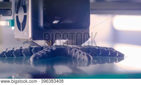 Automatic Three Dimensional Printer Machine Printing Plastic Model At Modern Technology Exhibition -