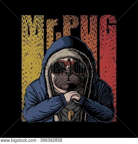 Mr Pug Dog Vector Illustration For Your Company Or Brand