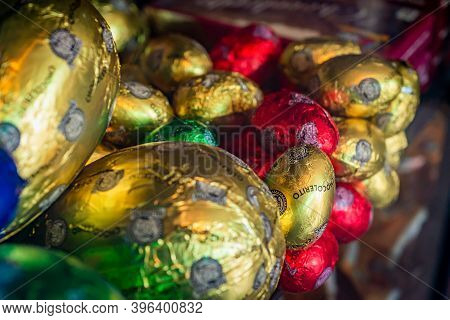 Guaranda, Bolivar, Ecuador - November 2013: Assorted Local Chocolates In Display In A Small Store In