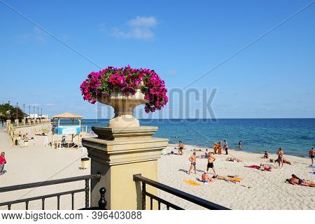 Odesa, Ukraine - September 25: The People Taking Sunbath On A Beach On September 25, 2020 In Odesa, 