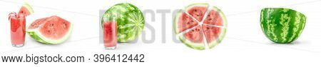 Set Of Watermelon Isolated On A White Background
