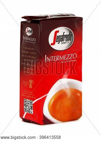 Bucharest, Romania - March 20, 2016. Segafredo Zanetti Intermezzo, Ground Coffee Pack. Segafredo Zan