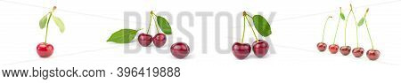 Collage Of Cherry Isolated On A White Background