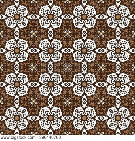 Seamless Blend White And Brown Color On Fabric Parang Batik With Simple Motifs Design.