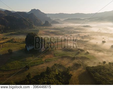 Phu Langka Forest Park, Pha Chang Noi, Pong District,phayao Thailand.morning Mist Covered The Mounta