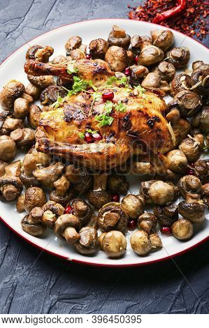 Fried Chicken With Mushrooms