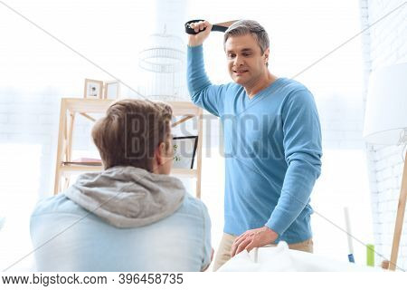 Father Intimidates His Son With Belt, But Troubled Teenager Isn't Responding.