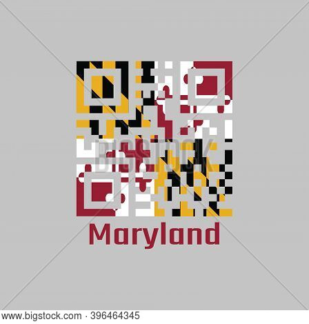 Qr Code Set The Color Of Maryland Flag. The States Of America, Heraldic Banner Of George Calvert, 1s