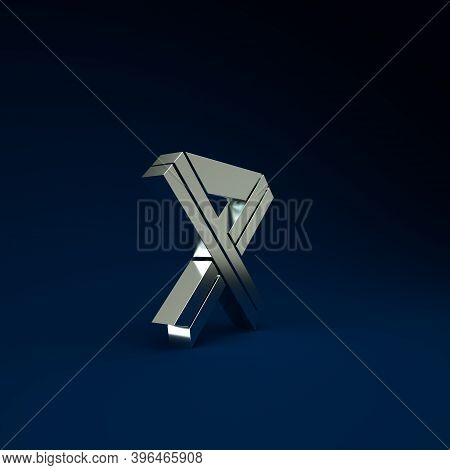Silver Breast Cancer Awareness Ribbon Icon Isolated On Blue Background. World Breast Cancer Day Conc